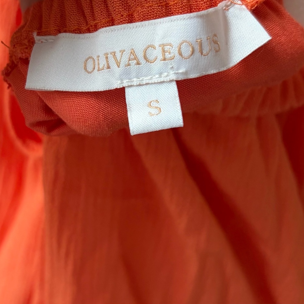 Olivaceous Coral Ruffle Open Back Dress Size Small - Picture 2 of 12